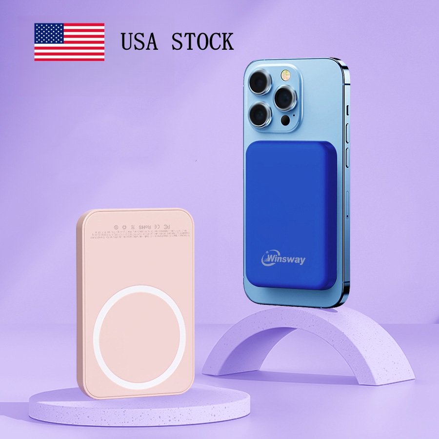 Winsway 5000mAh Magnetic Mini Power Bank, Supports PD and QC 3.0 Fast Charging, Rich Colors, Versatile Functions, Suitable for iPhone 16/15/14/13/12 S