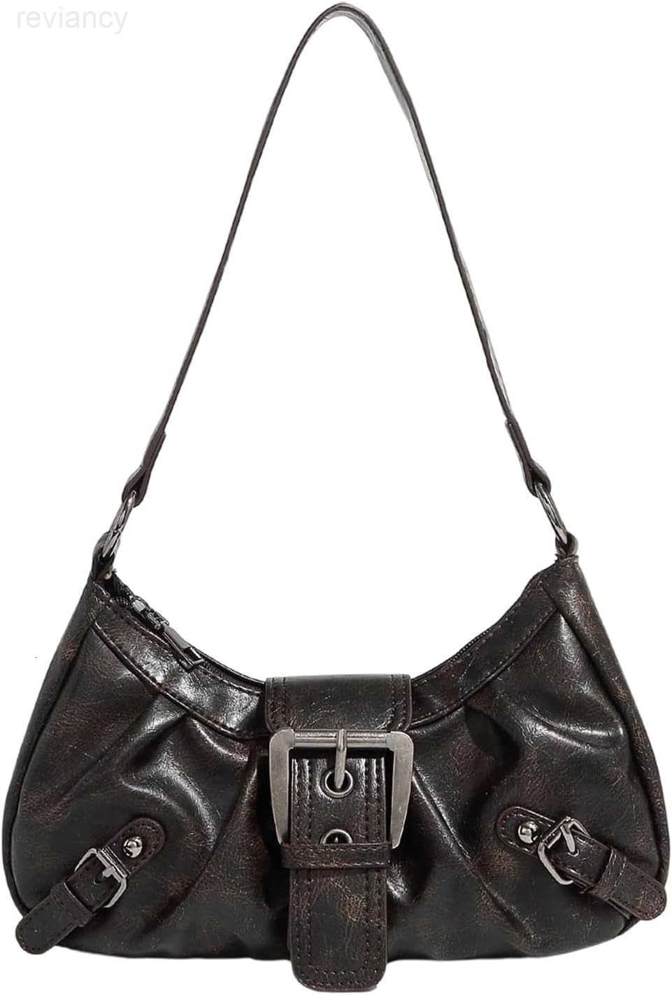 Womens Vintage Shoulder Bag Y2K Punk PU Leather Handbag CluTCh PurseW250908