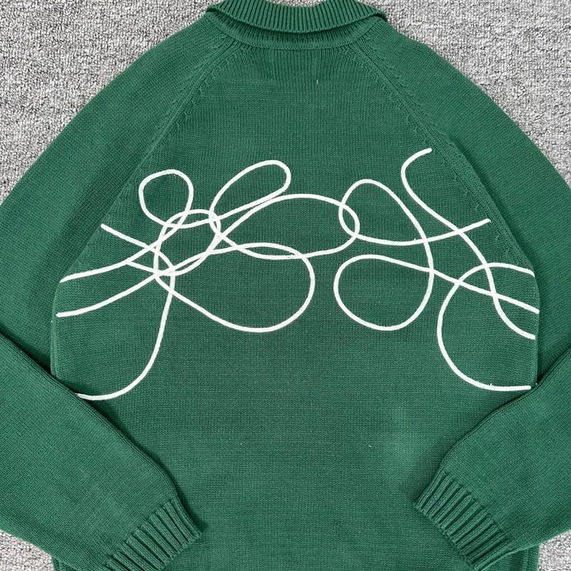 Men's Sweaters Arte Green Loose Embroidery Flower Logo KniSweater Winter Clothes Men Women Vintage High Quality 1:1 KniCasual Sweater