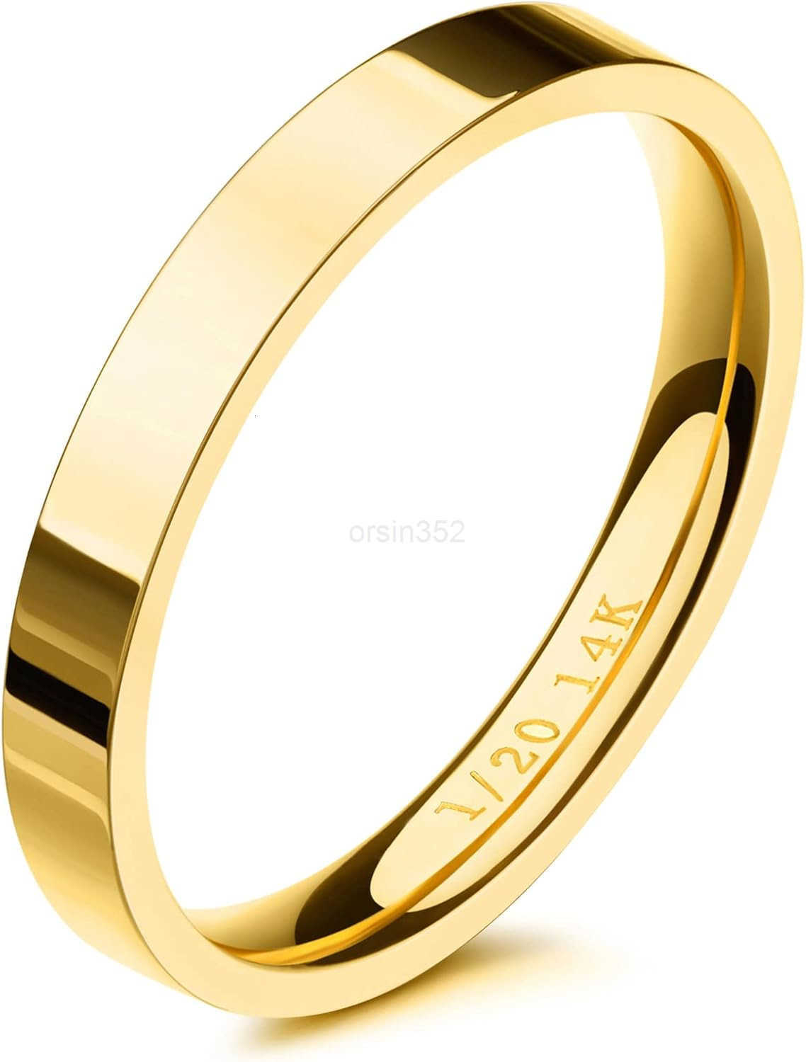 3mm 14K Gold Filled Rings for Women Girls Dainty Gold Stacking Stackable Band Thin Gold Thumb Pinky Finger Ring Non Tarnish Comfort Fit Size 4 to 11 Y