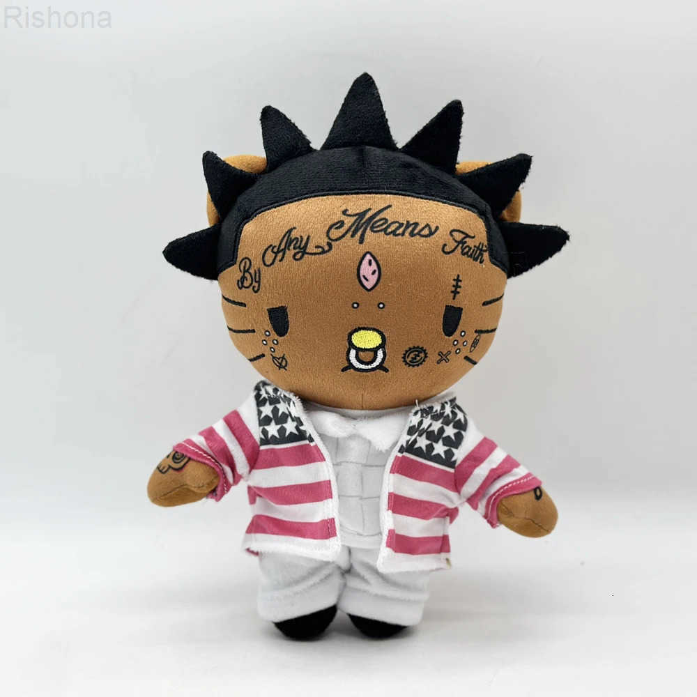 Sanrio New 26cm Hello Kitty Lil Uzi Vert Red and White Striped Clothing Plush Doll Figure Stuffed Toy Cute Boys Girls Fans Collect Gift L250908