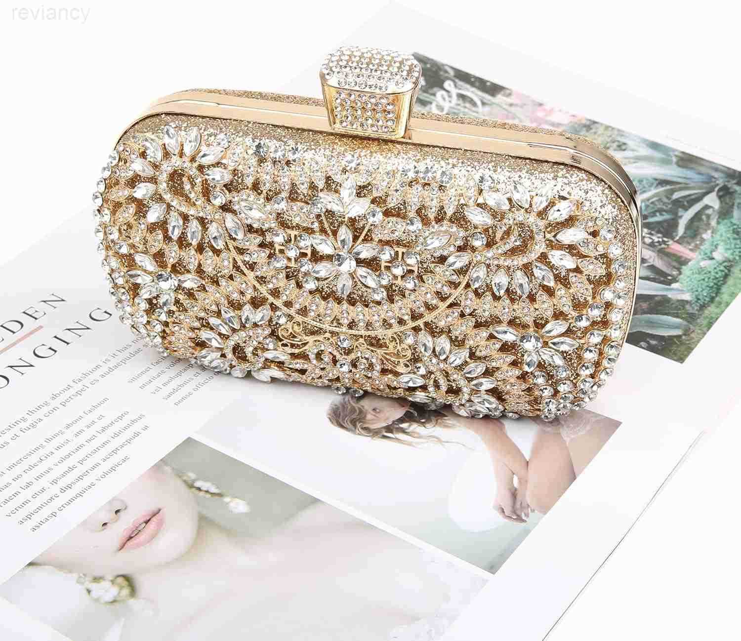 Womens Sparkly Rhinestone Crystal Clutch Bag Glitter Sequin Bridal Purse Evening Handbag for Wedding Party PromW250908