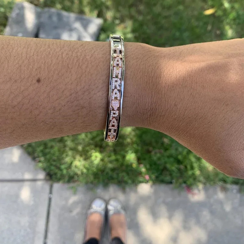 DOREMI DIY Zirconia Letters Custom Bangles Personalized Name Detachable Slider Charms Bangles Custom Name Bracelets Bangle Slide250906