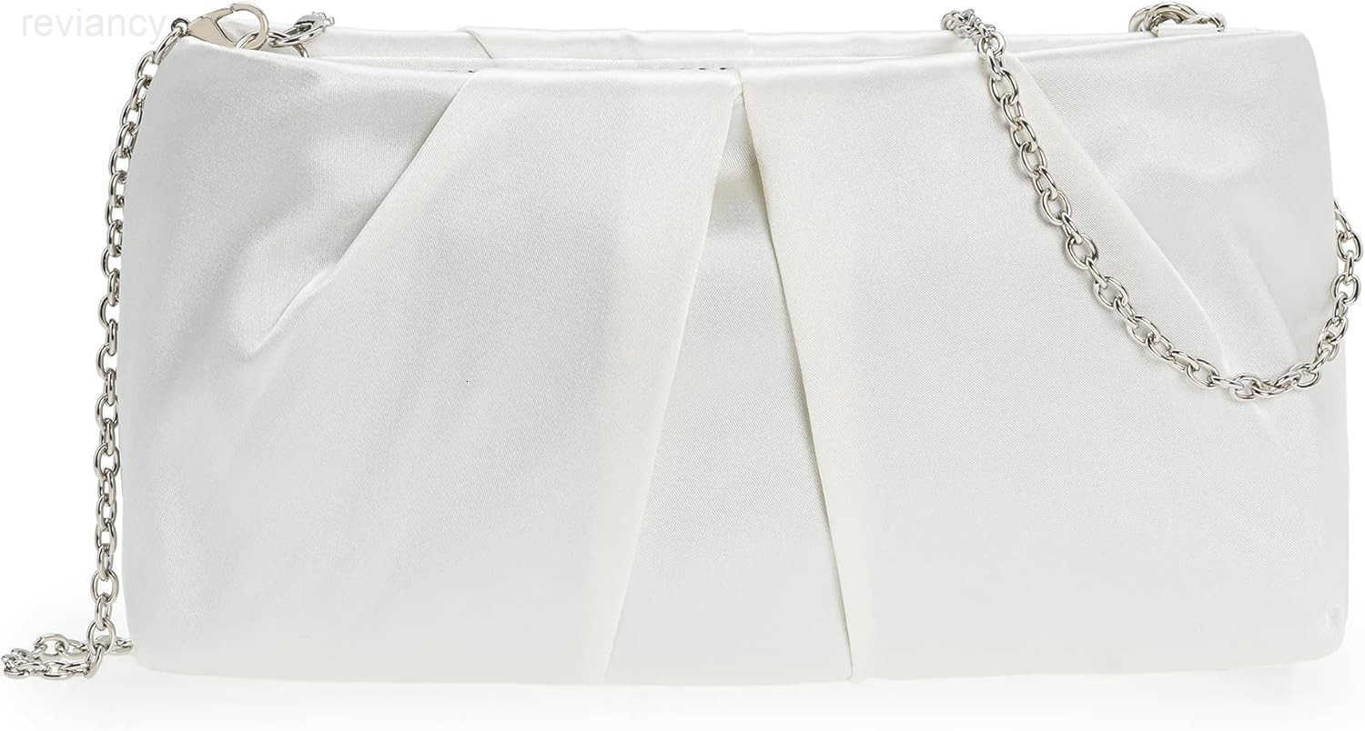Evening Bag Women Wedding Party Handbag Small Dressy Formal Purse Pleated Satin ClutchW250908