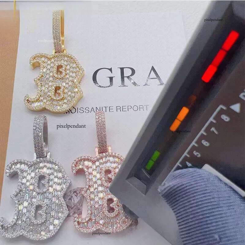 Fast Delivery Fashion Jewelry Sterling Sier B Letter Charm Iced Out Vvs Moissanite Pendant