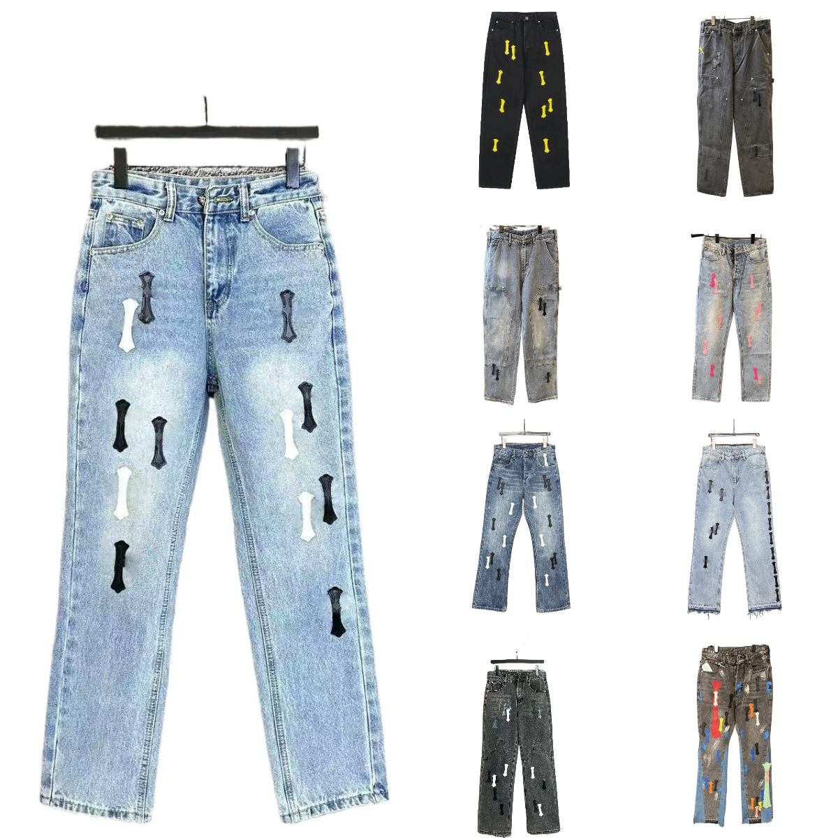 designer jeans men baggy jeans stacked jean mens womens jeans designer make old washed luxury embroidery denim slim fit jeans sweatpants casual Hip Hop Street jeans