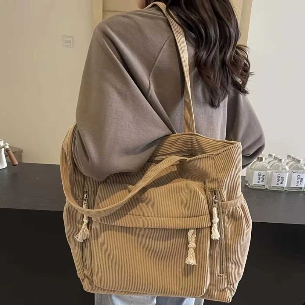 Fashion Corduroy Work Shoulder Bag Casual Large Capacity Crossbody Bag Versatile with Multiple Pocket Travel Bag For Women R250908