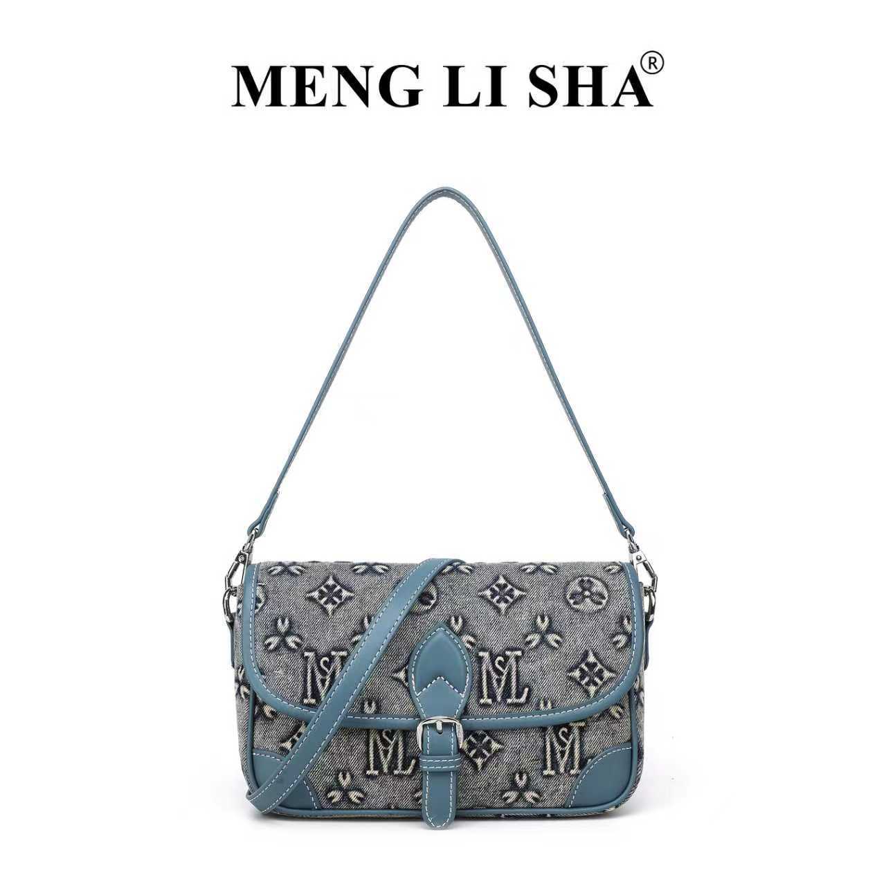 Old flower one shoulder cross body small square high sense fashion messenger hand carry baguette horn bag female
