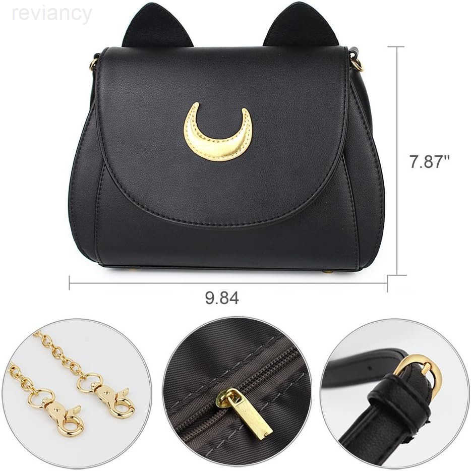 Womens Moon Purses Crossbody Bags Pu Leather Gothic Purse Cat Handbags Girls Black Shoulder BagsW250908