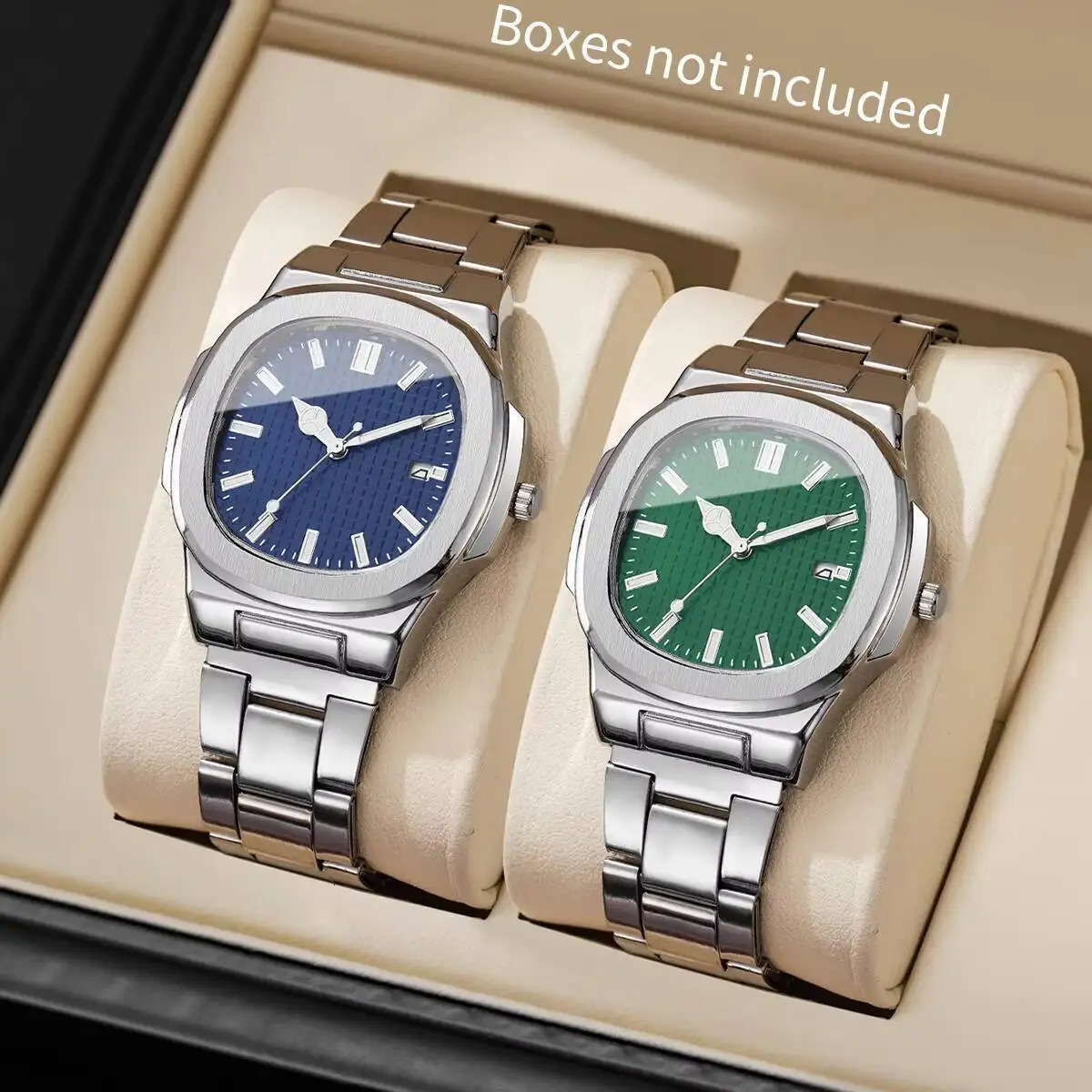 2PCSSet Fashion Square Men Business Watches Simple Calendar Quartz Watch for Man Clock Reloj HombreWithout Box 250908