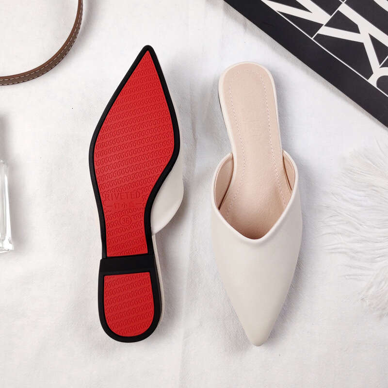 32-42 Small Size Summer Pointed Toe Flat Mules for Women Slip-On Lazy Plus Shoes