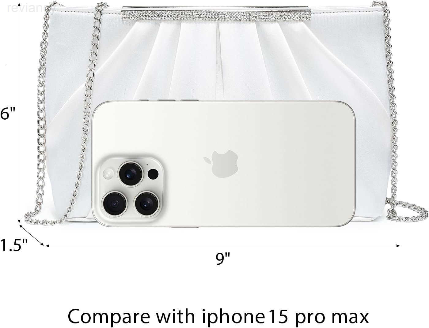 Elegant Pleated Evening Clutch Bags for Women Formal Handbags Purses for Wedding Party Prom with Sparkly RhinestonesW250908