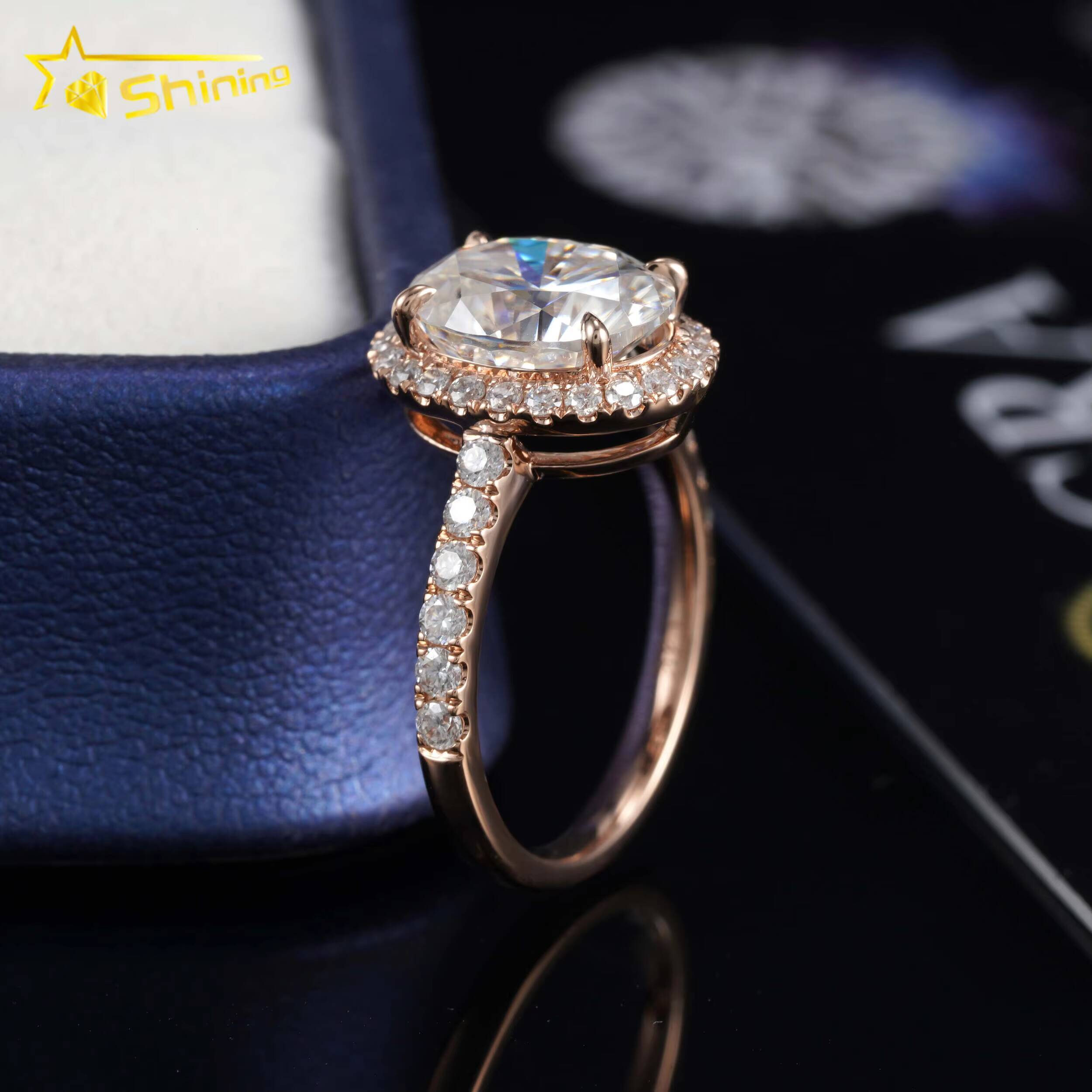 Fine Jewelry 14K Solid Gold D Color VVS Oval Cut Moissanite Diamond Ring Custom Women Diamond Engagement Wedding Rings
