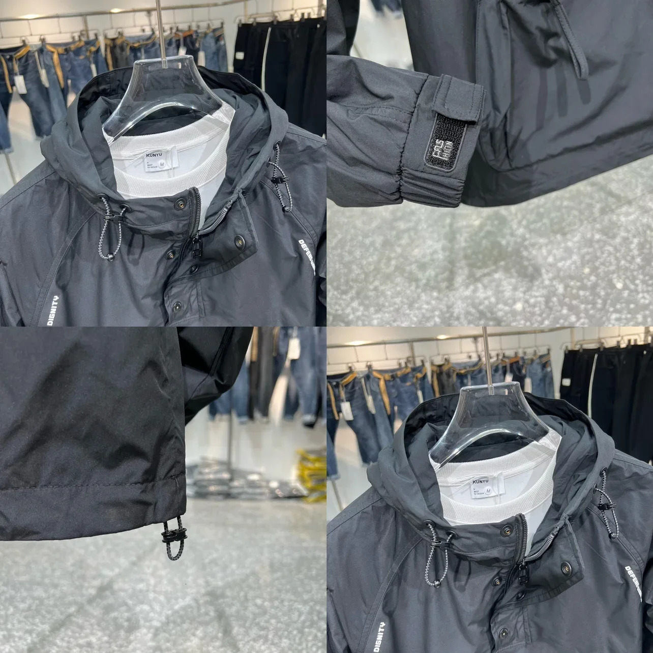 Korean Fashion Jackets for Men Zippered Jacket Hoded Mens Casual Street Multi Pocket Work Jacket Slim Fit Pilot Baseball Suit 250908