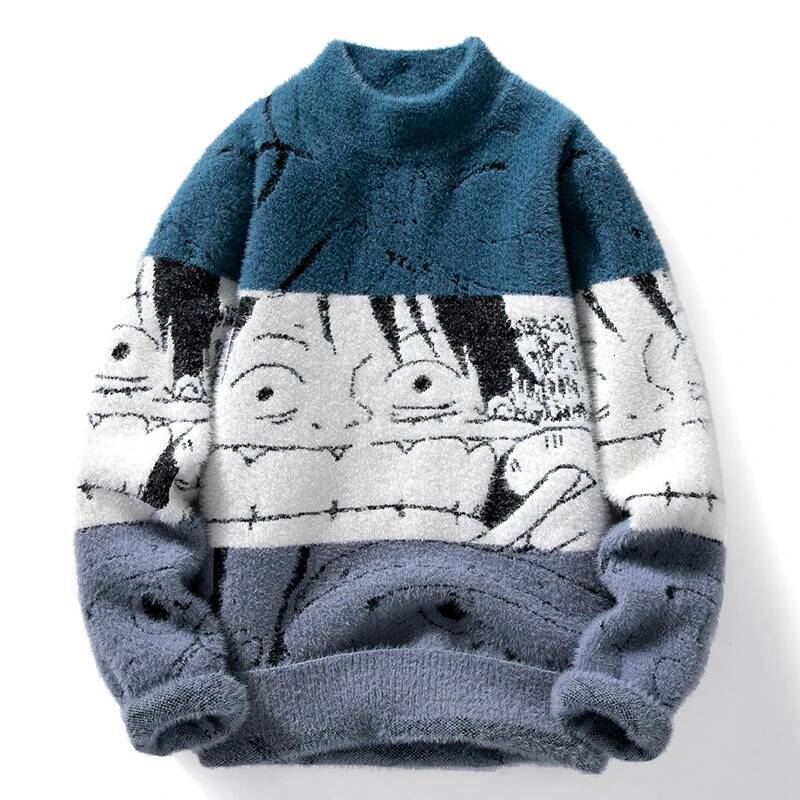 2025 trendy mink plush trend thick round neck sweater with loose printed patches, fashionable new autumn and winter designer clothing