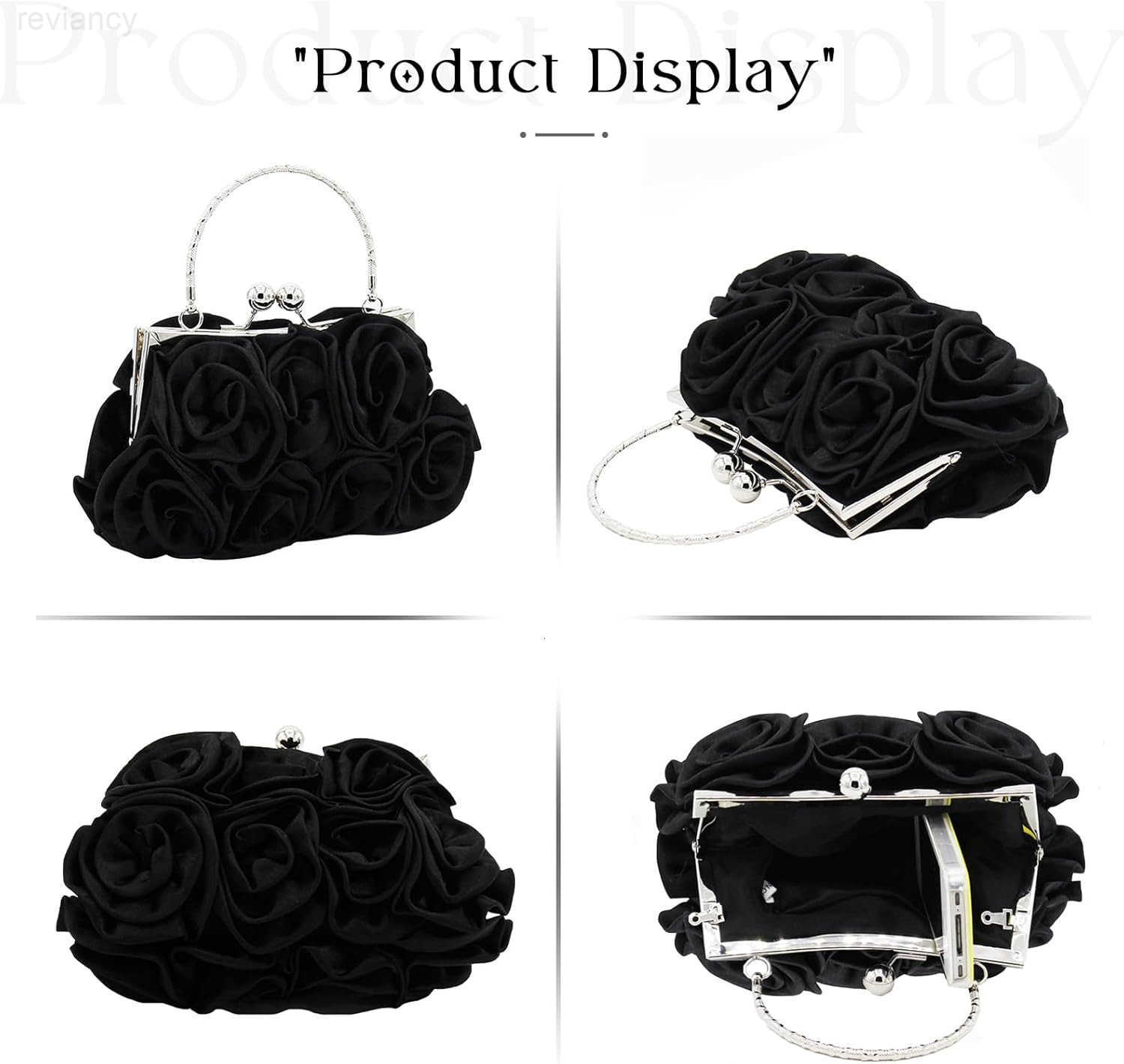 Women Evening Clutch Bag Floral Satin Small Purses with Detachable Strap for Wedding Party PromW250908