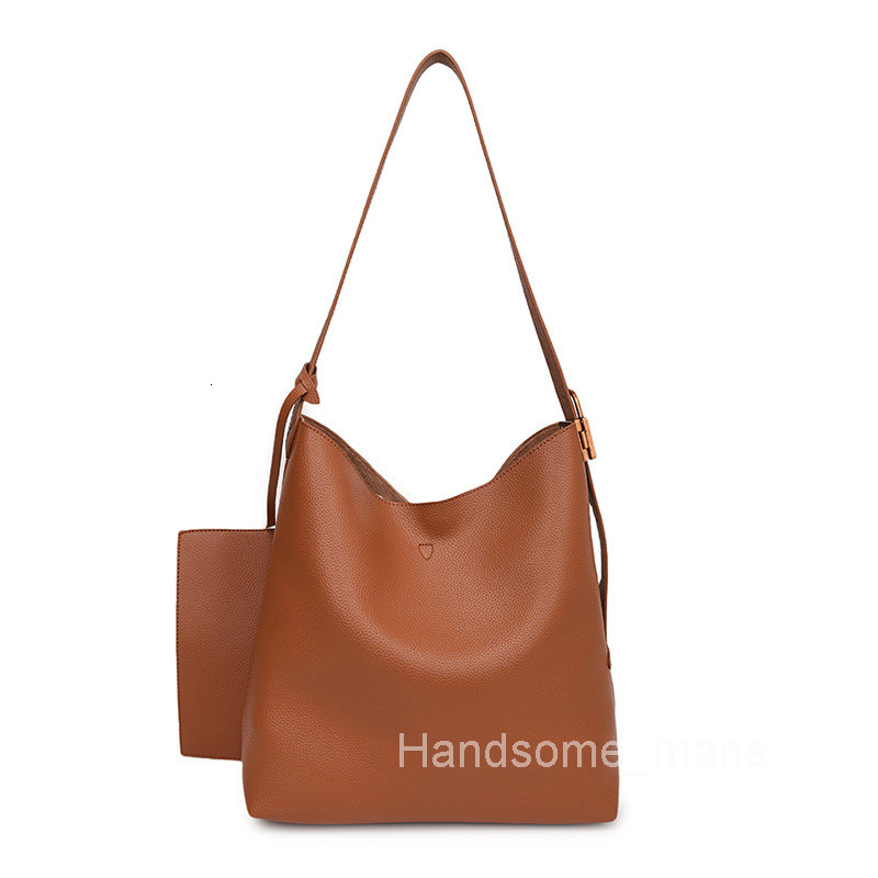 Lazy Large Bag for Women New Fashion Simple Shoulder Bag for Work Commute Soft Leather Bucket Bag Large Capacity