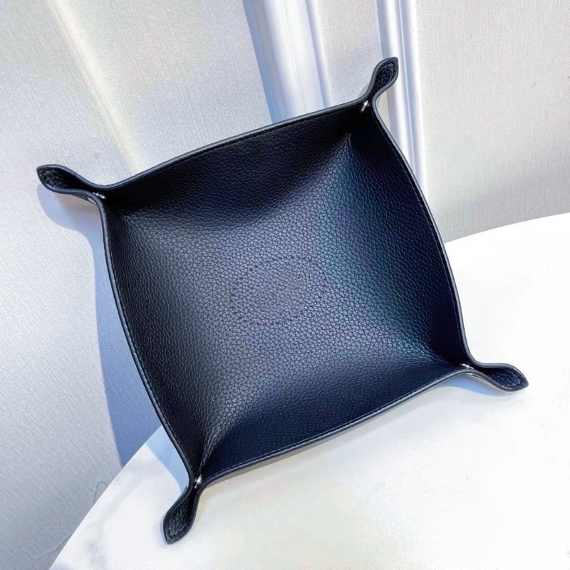 Designer storage box Square designer tray orange leather storage tray solid color entrance key storage box miscellaneous item box desktop candy box