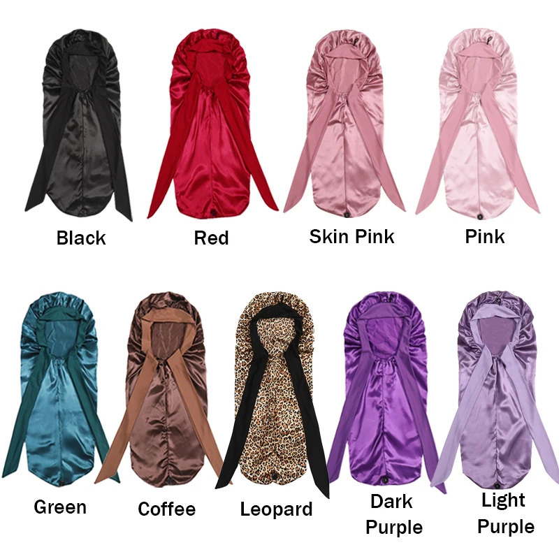 Soft Silky Long Satin Bonnet For Natural Hair And Curly Hair Large Size Hair Cap With Tie For Comfortable Night Sleep 1Pcs250908
