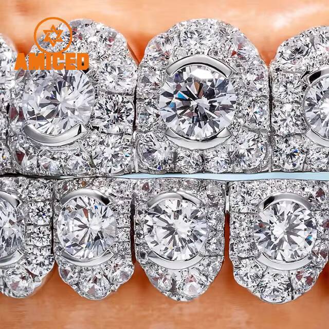 Honeymoon Set Moissanite Diamond Grillz for Teeth Vvs Moissanite Grills S925 Fashion HipHop Fine Jewelry for Men Women
