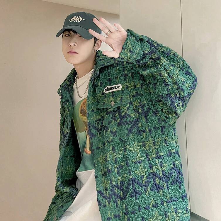 2025 Spring and Autumn New Men's Open Collar Woolen Sweater Single breasted design Fashion Knitted Coat Autumn and Winter New Designer Clothing