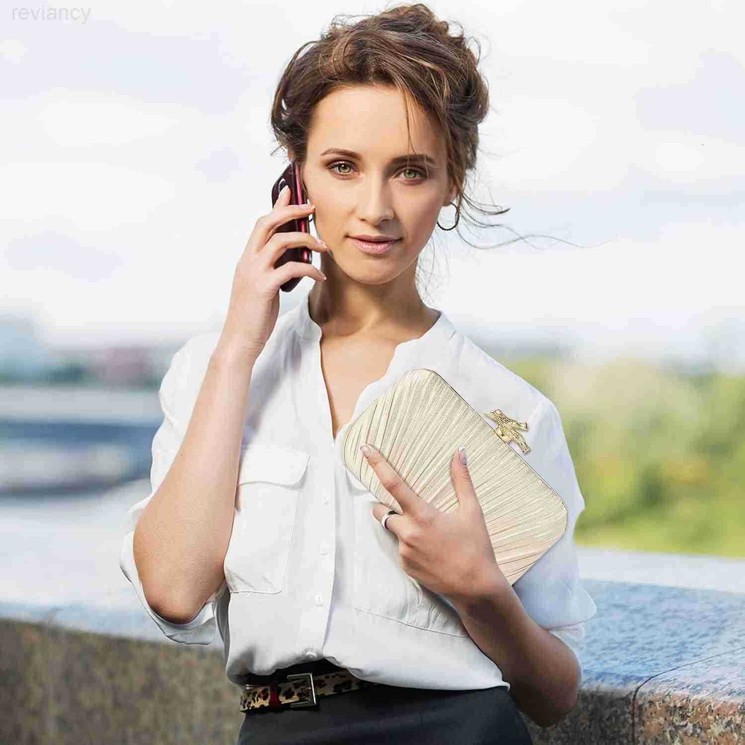 Purses for Women Evening Bag Handbags Formal Pleated Clutch Bag with Chain for Prom Wedding Party Blacktie affairsW250908