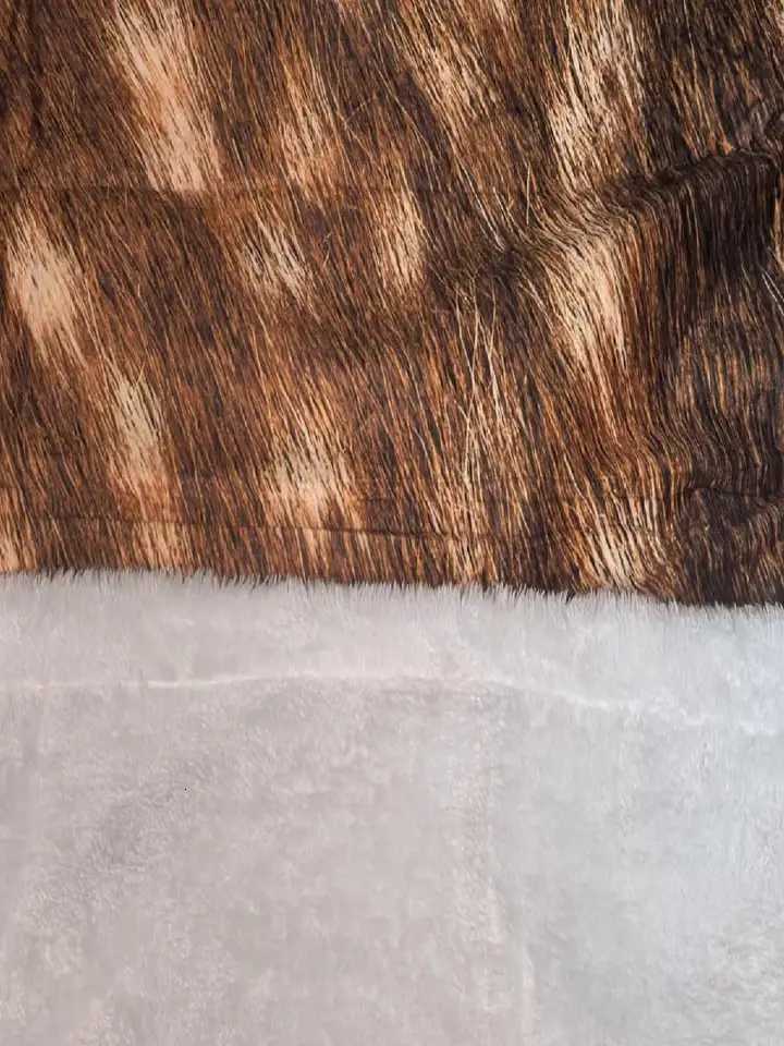 Simulated Fur Deer Hunting Fleece Throw Blanket x Orange Brown Deer Hide Pattern Soft Lightweight Sherpa Blanket for Bed Couch P D250908
