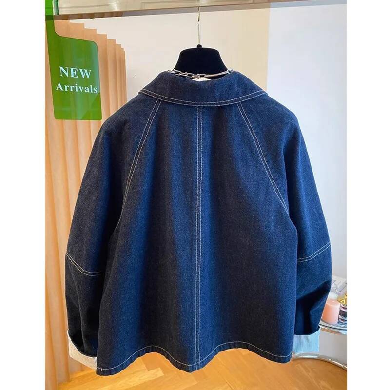 2025 Retro Cowboy Jacket Trendy Jacket design Women's Casual Cuff Splicing Loose Cowboy Top T Autumn/Winter New Designer Clothing