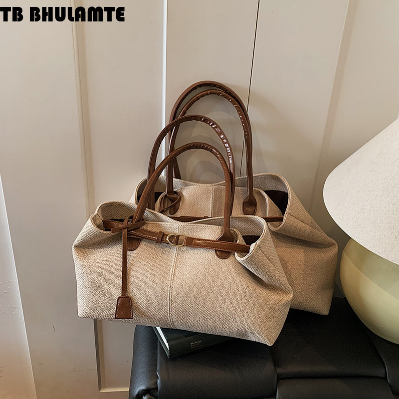 TB BHULAMTE Designer Bag Casual Large Capacity Canvas Bag For Women 2025 New Luxury Bag Commuter Versatile Shoulder Underarm Bag Color Block Handheld 