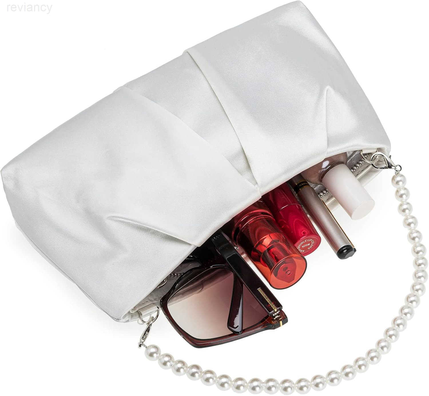 Evening Bag Women Wedding Party Handbag Small Dressy Formal Purse Pleated Satin ClutchW250908