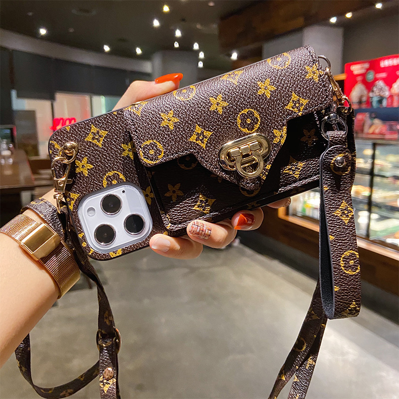 Apple 16 Pro Max Phone Case Compatible with iPhone 15 Small Pattern 14 Plus Lock Buckle 13 Coin Purse Strap ddmythur