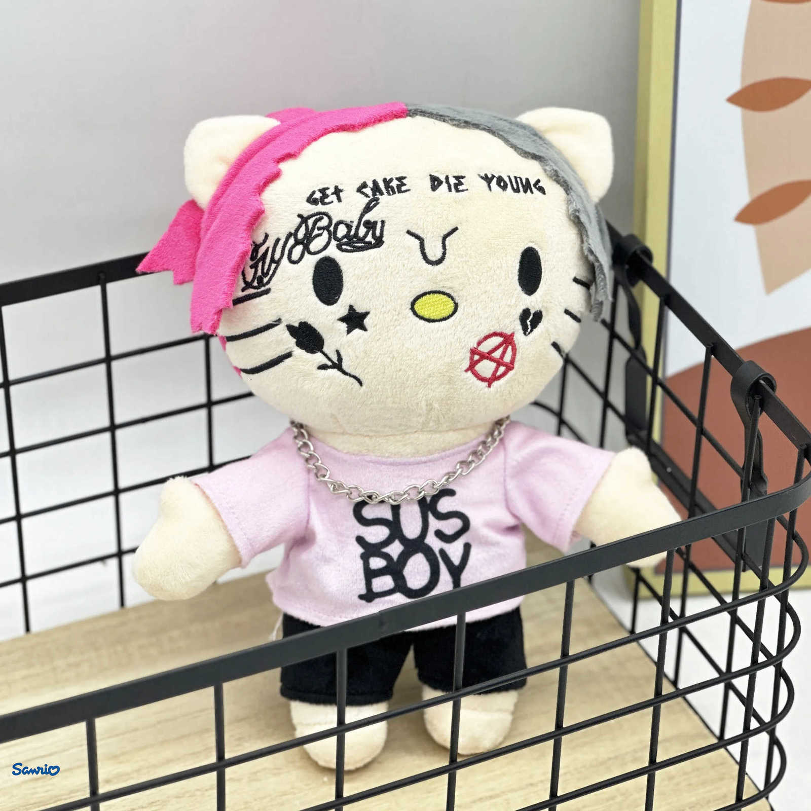 Sanrio New Hello Kitty LIL PEEP Plush Anime Plush Toy Doll with Pink Clothes Necklace Stuffed Soft Plush Toys Fans Collect Gifts 24cm L250908