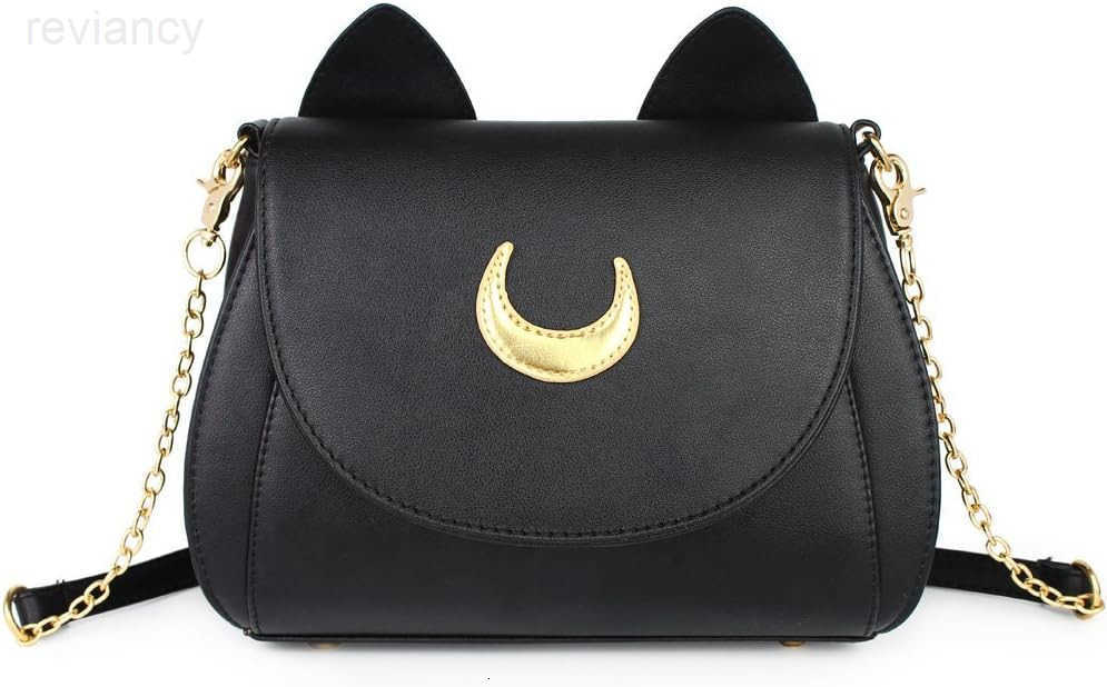Womens Moon Purses Crossbody Bags Pu Leather Gothic Purse Cat Handbags Girls Black Shoulder BagsW250908