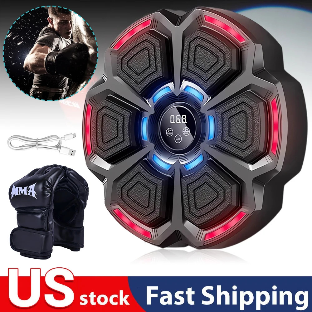 Music Boxing Machine Workout Adjustable Speed WallMounted Exercise Equipment Type C Rechargeable for Adults Kids 250908