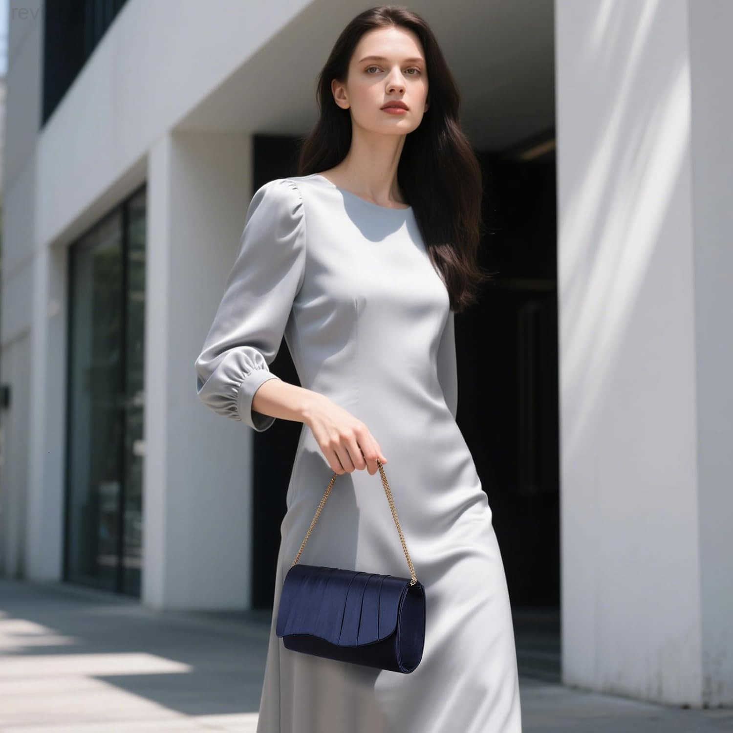 Clutch Purses for Women Formal Pleated Satin Evening Bag Purse Handbags Evening Clutch for Prom Party WeddingW250908