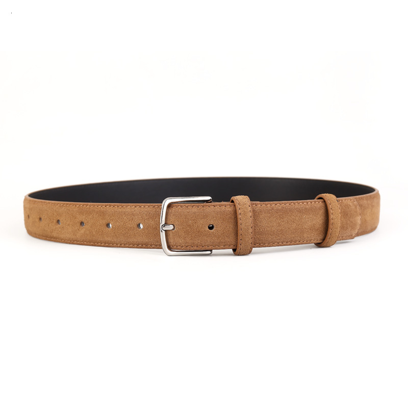 Sude Belt Cowskin Genuine Leather For Man And Lady With Oxford Fabric Strap Genuine Leather Pin Buckle Blue Gray Belts 250903