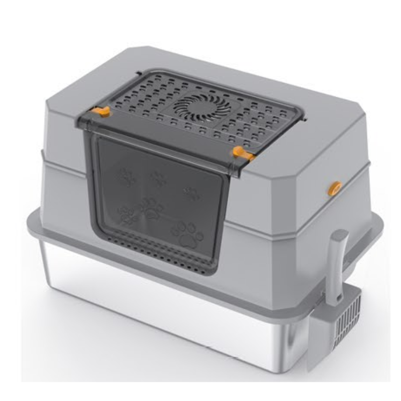 Oversize Stainless Steel Cat Litter Pan Fully Sealed Design w/ Deodorizing Carbon Packet and Scoop Included pet supplies - JY-V