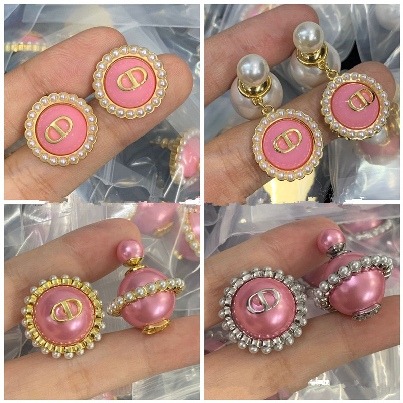 High quality trendy jewelry High Classic pearl earrings with retro letter earrings for women, factory direct sales