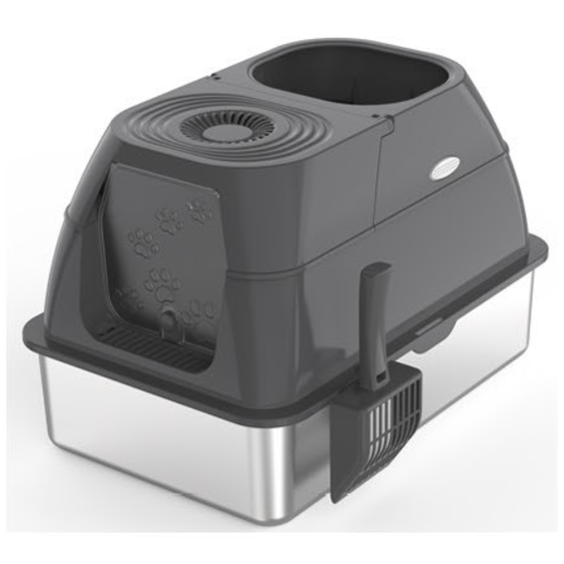 Fully enclosed stainless steel cat litter box oversized cat toilet pet supplies with activated carbon pack for deodorization Including shovel - JY-U