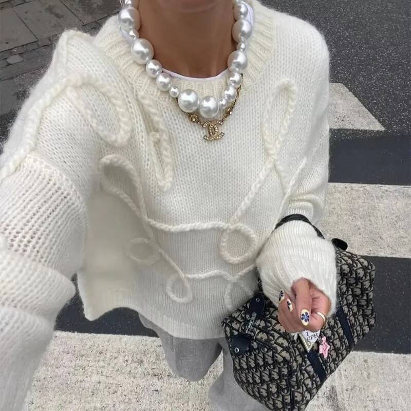 2025 Women's design Round Neck Hoodie Fashion Loose Casual Solid Color Sweater Retro Office Women's Sweater Spring Sweater Autumn/Winter New