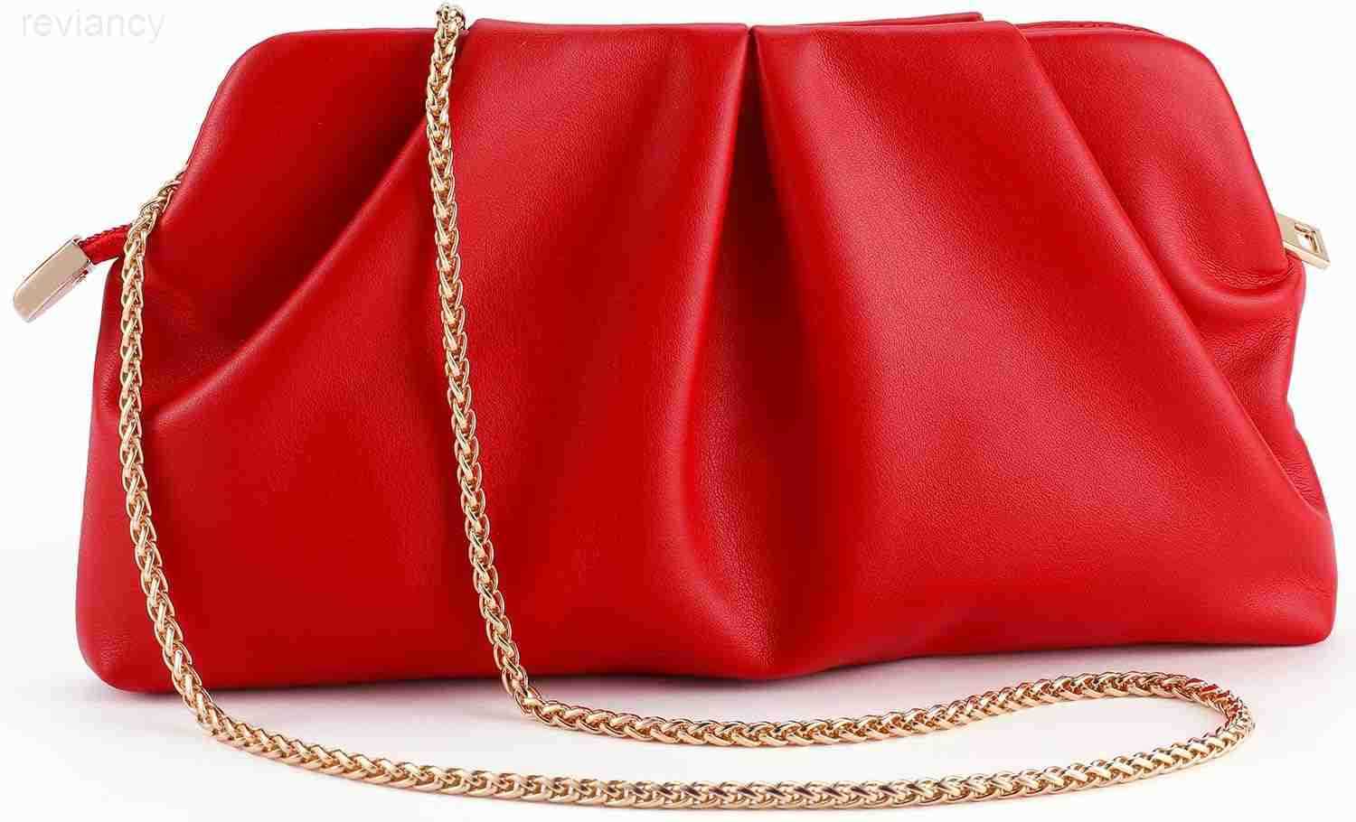 Women Clutch Bag Dressy Formal Handbag Pleated PU Clutch Purse Detachable Chain Crossbody BagW250908