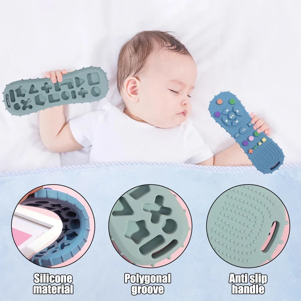 Novelty Silicone Simulation TV Remote Control Shape Soothing Toy Baby Food Grade Teaser Stick Childrens Sensory Education Toys250908