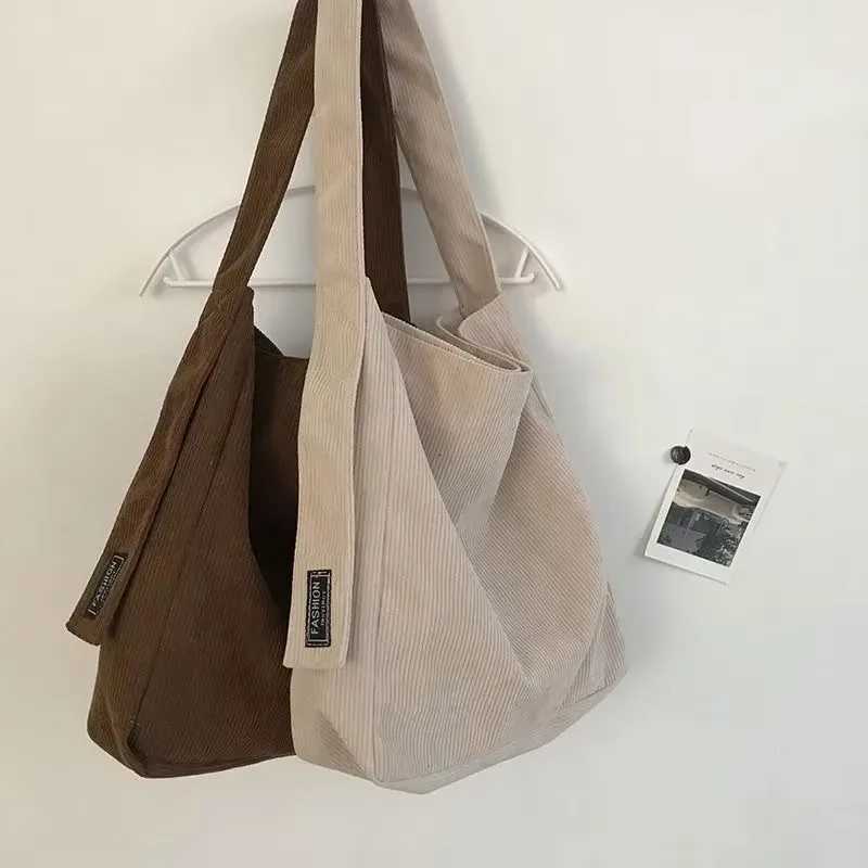 Large Corduroy Shoulder Shopper Bag for Women Cotton Cloth Fashion Canvas Tote Shopping Bags Woman Handbags Reusable Travel Bags R250908