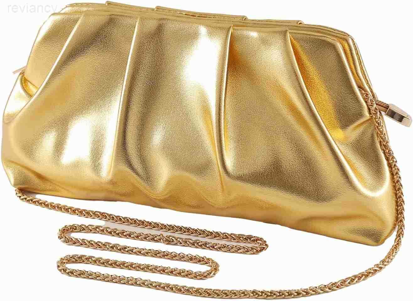 Evening Bag for Women Ruched Clutch Purse Detachable Metal Chain Crossbody BagW250908