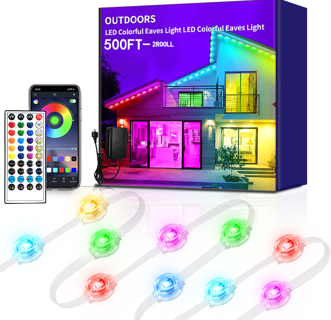 500ft Permanent outdoor lights, RGB outdoor eave lights with APP & Remote Control,Music synchronisation IP67 waterproof LED eave light,suitable for pa