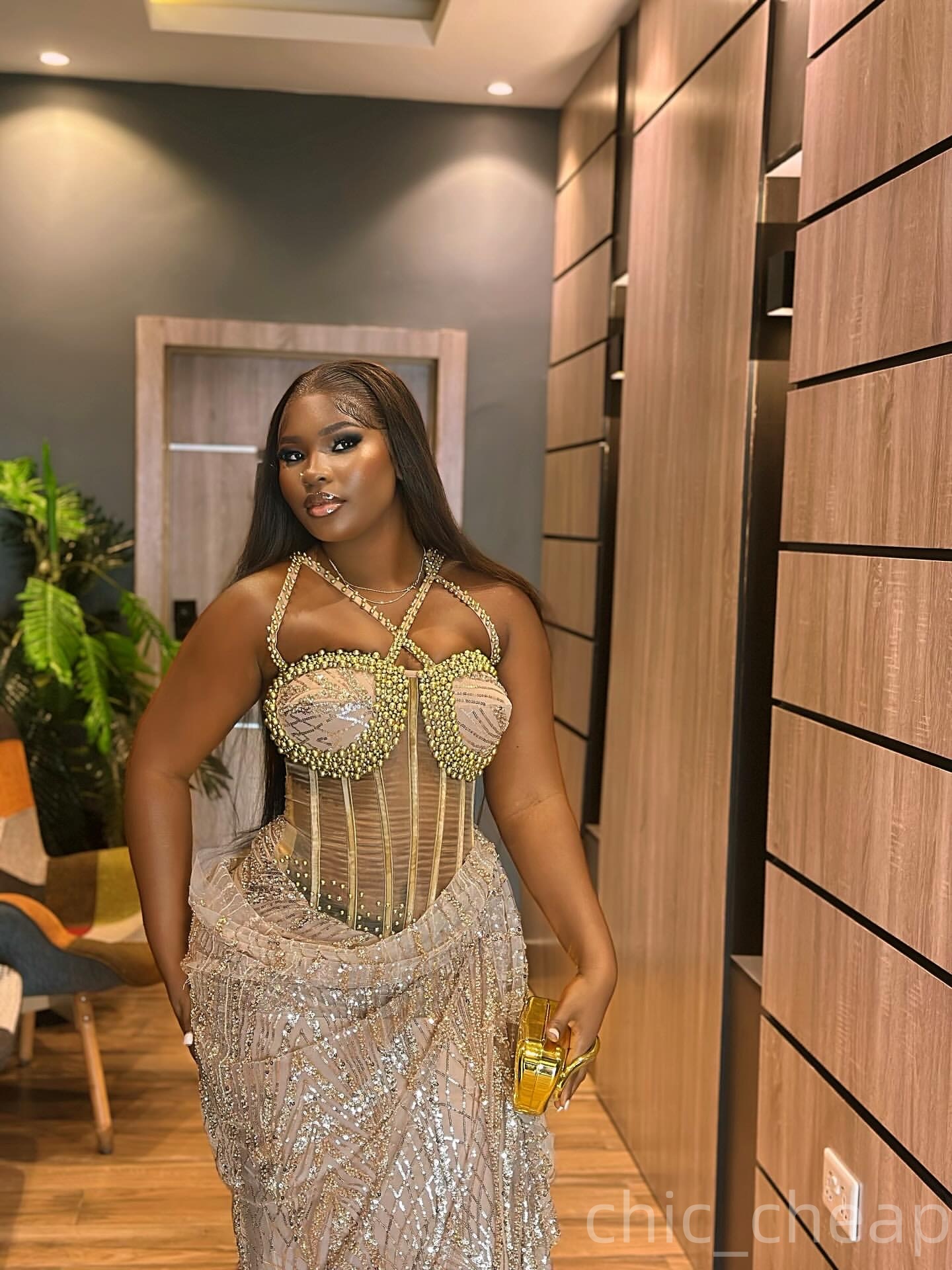 Aso Ebi Champagne Straight Prom Dresses 2025 Spaghetti Beaded Sequined African Evening Formal Party Second Birthday Engagement Dress Gowns robe de mar