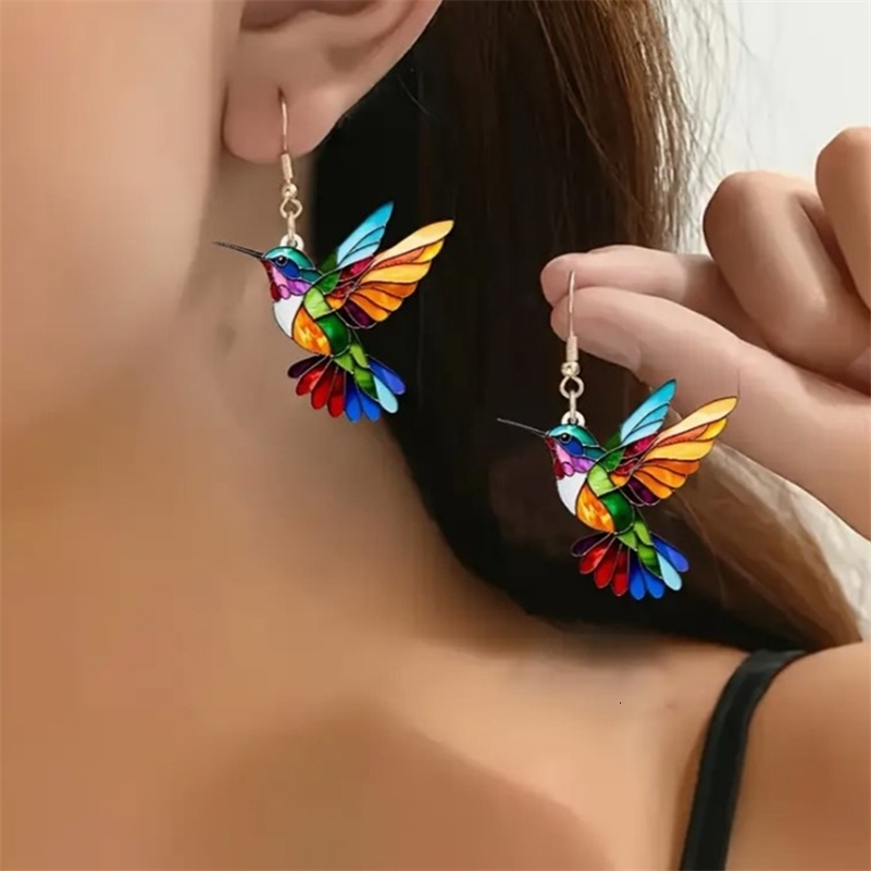 Cross border Spring Festival Colorful Bird Acrylic Earrings from Europe and America 2024 Selling Fashion Retro y250906