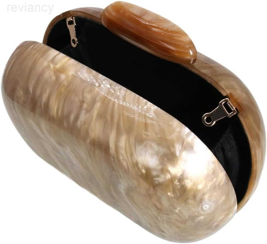 Evening Clutch Bag for Women Shell Shape Shoulder Crossbody Bag Glitter Marble Purse HandbagW250908