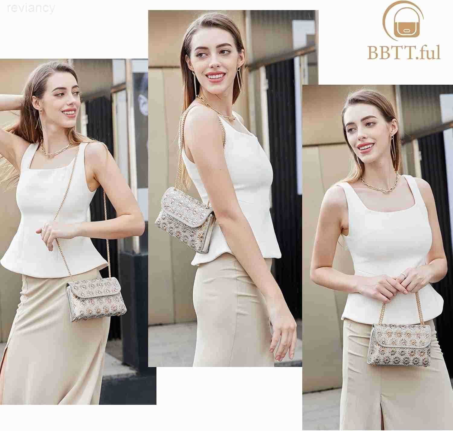 Shoulder Bags Crossbody Bag Purses Handbags Crystals Rhinestone Evening Bag for Women Clutch Purse with ChainW250908