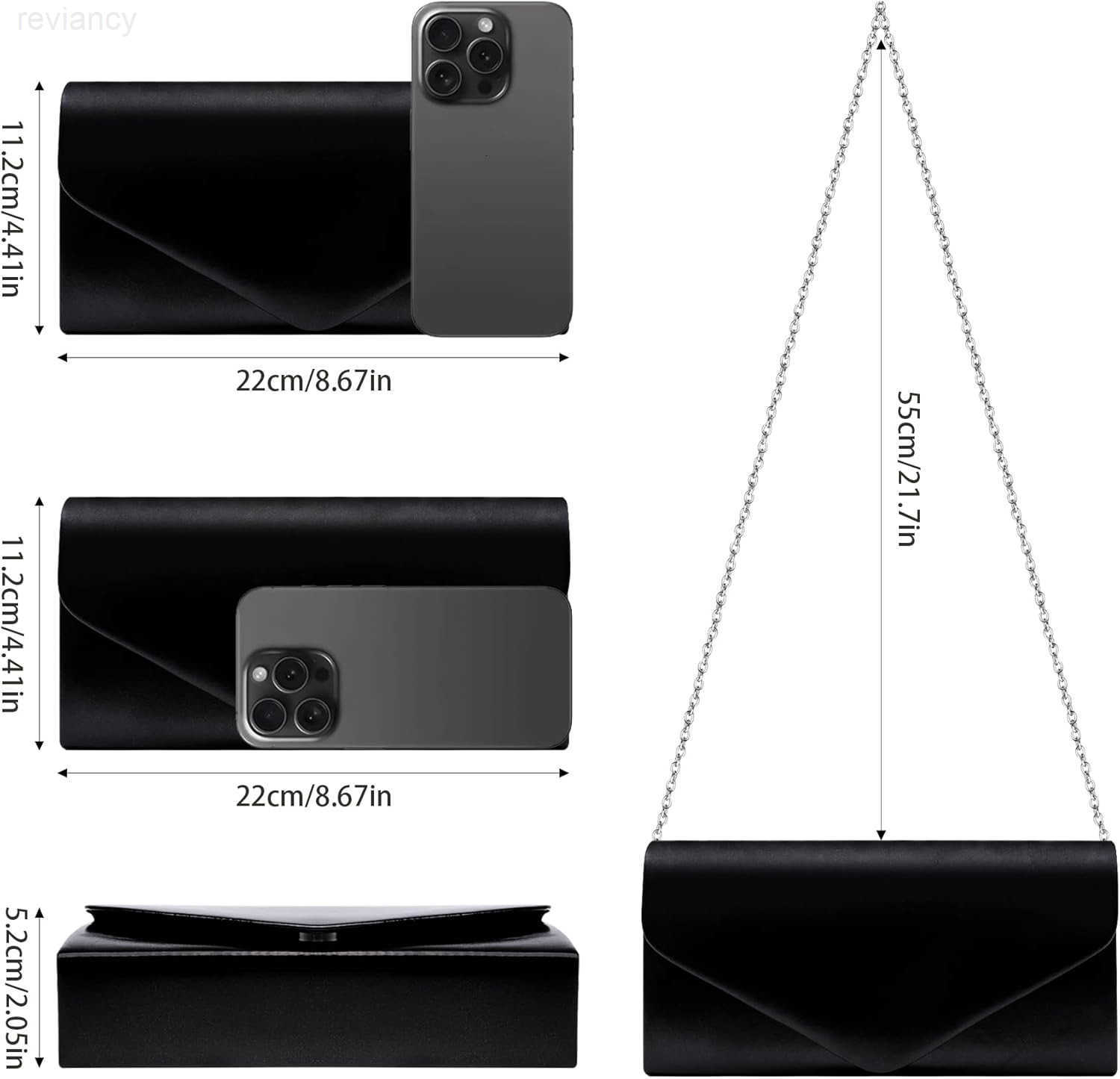 Envelope Clutch Purse for Women Vegan Leather Evening Bag with Chain Strap Wedding Cocktail Party Formal HandbagW250908